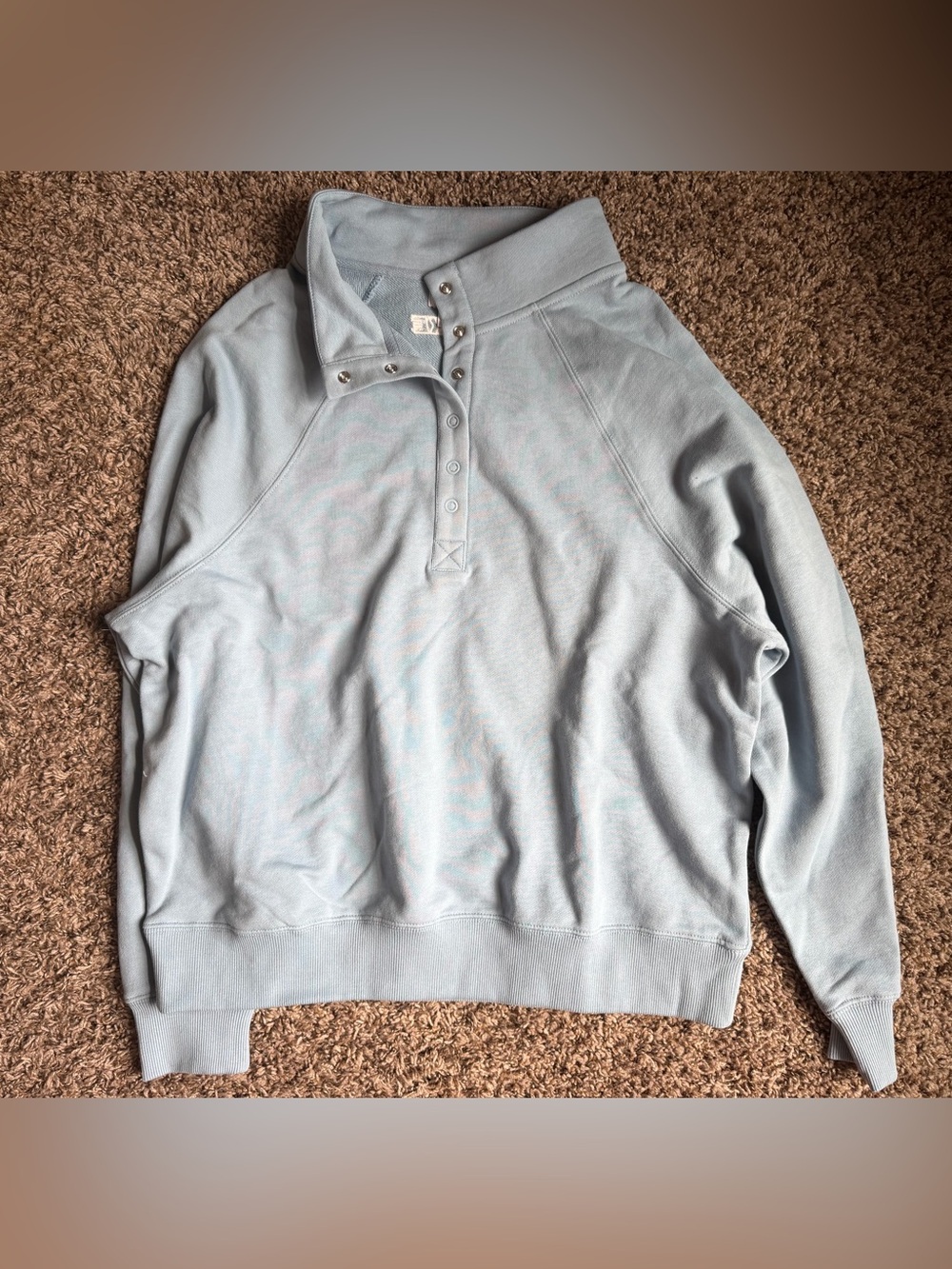 PARKE Light Blue Snap Collar Pullover Sweatshirt S/M